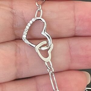 Silver .925 Heart pendant Link necklace